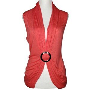 Body Central Size L Orange Shabby Chic Criss Cross Sleeveless Top